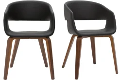 Miliboo Chaise Design-Chaises design noir et bois foncé (lot de 2) SLAM