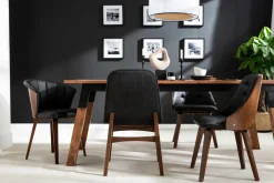 Miliboo Chaise Design-Chaises design noir et bois foncé noyer (lot de 2 ) ALBIN