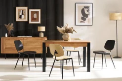 Miliboo Chaise Design|Chaise En Bois-Chaises design noire en bois noir et métal (lot de 2) TOBIAS