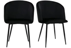 Miliboo Chaise Design-Chaises design noires en tissu velours et métal (lot de 2) VANITY