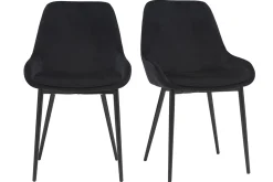 Miliboo Chaise Design-Chaises design noires en tissu velours et métal (lot de 2) HOLO