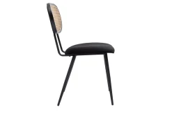 Miliboo Chaise Design-Chaises design noires en tissu velours, métal et cannage rotin naturel (lot de 2) TOLMA