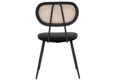 Miliboo Chaise Design-Chaises design noires en tissu velours, métal et cannage rotin naturel (lot de 2) TOLMA