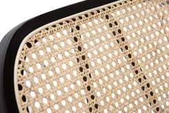 Miliboo Chaise Design-Chaises design noires en tissu velours, métal et cannage rotin naturel (lot de 2) TOLMA