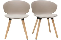 Miliboo Chaise Design-Chaises design taupe et bois clair (lot de 2) WING