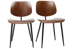 Miliboo Chaise Design|Chaise En Bois-Chaises en bois foncé noyer et métal noir (lot de 2) TOBIAS