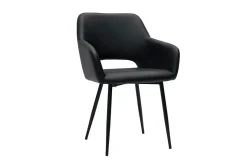 Miliboo Chaise Design-Chaises en polyuréthane noire et métal noir (lot de 2) LAURETTE