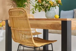 Miliboo Chaise Design-Chaises en rotin et métal noir (lot de 2) MALACCA