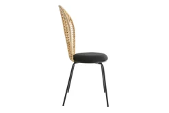 Miliboo Chaise Design-Chaises en rotin, tissu et métal noir (lot de 2) PEACOCK