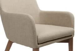 Miliboo Fauteuil Design|Voir Tous Les Fauteuils-Chaises en tissu beige et bois foncé (lot de 2) SHANA