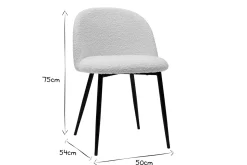 Miliboo Chaise Design-Chaises en tissu effet laine bouclée blanc cassé et métal noir (lot de 2) CELESTE