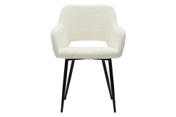 Miliboo Chaise Design-Chaises en tissu effet laine bouclée blanc cassé et métal noir (lot de 2) LAURETTE