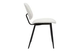 Miliboo Chaise Design-Chaises en tissu effet laine bouclée blanc et métal noir (lot de 2) TOBIAS