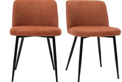 Miliboo Chaise Design-Chaises en tissu effet velours texturé terre brûlée et métal noir (lot de 2) MONTI