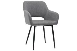 Miliboo Chaise Design-Chaises en tissu effet velours texturé gris et métal noir (lot de 2) LAURETTE