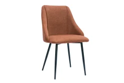Miliboo Chaise Design-Chaises en tissu effet velours texturé terre brûlée et métal noir (lot de 2) HIGGINS