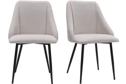 Miliboo Chaise Design-Chaises en tissu effet velours texturé beige et métal noir (lot de 2) HIGGINS