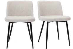 Miliboo Chaise Design-Chaises en tissu effet velours texturé beige et métal noir (lot de 2) MONTI