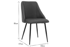 Miliboo Chaise Design-Chaises en tissu gris foncé et métal noir (lot de 2) HIGGINS