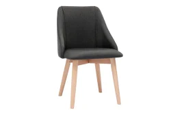 Miliboo Chaise Design-Chaises en tissu gris foncé et bois clair (lot de 2) HIGGINS