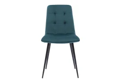 Miliboo Chaise Design-Chaises en tissu velours gaufré bleu canard et métal noir (lot de 2) ESCAPE