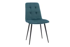 Miliboo Chaise Design-Chaises en tissu velours gaufré bleu canard et métal noir (lot de 2) ESCAPE