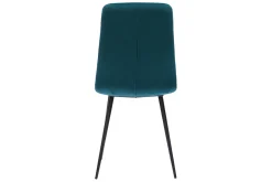 Miliboo Chaise Design-Chaises en tissu velours gaufré bleu canard et métal noir (lot de 2) ESCAPE