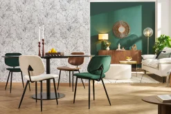 Miliboo Chaise Design-Chaises en tissu velours vert et métal noir (lot de 2) TOBIAS