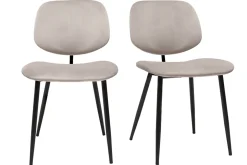 Miliboo Chaise Design-Chaises en tissu velours taupe et métal noir (lot de 2) TOBIAS