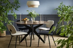 Miliboo Chaise Design-Chaises en tissu velours taupe et métal noir (lot de 2) TOBIAS