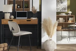 Miliboo Chaise Design-Chaises en tissu velours taupe et métal noir (lot de 2) TOBIAS