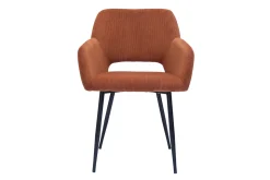 Miliboo Chaise Design-Chaises en tissu velours côtelé terre brûlée et métal noir (lot de 2) LAURETTE