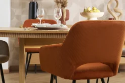 Miliboo Chaise Design-Chaises en tissu velours côtelé terre brûlée et métal noir (lot de 2) LAURETTE