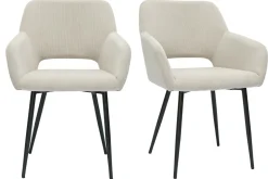 Miliboo Chaise Design-Chaises en tissu velours côtelé taupe et métal noir (lot de 2) LAURETTE