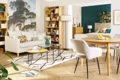 Miliboo Chaise Design-Chaises en tissu velours côtelé taupe et métal noir (lot de 2) LAURETTE