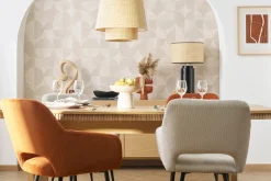 Miliboo Chaise Design-Chaises en tissu velours côtelé taupe et métal noir (lot de 2) LAURETTE