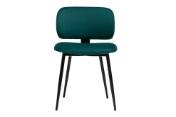 Miliboo Chaise Design-Chaises en tissu velours bleu pétrole et métal noir (lot de 2) ATRIUM