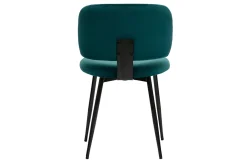 Miliboo Chaise Design-Chaises en tissu velours bleu pétrole et métal noir (lot de 2) ATRIUM