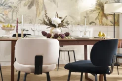 Miliboo Chaise Design-Chaises en tissu velours taupe et métal noir (lot de 2) ATRIUM