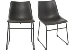 Miliboo Chaise Design-Chaises industrielles noires (lot de 2) NEW ROCK