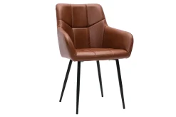 Miliboo Chaise Design-Chaises matelassées marron et métal noir (lot de 2) MONTERO