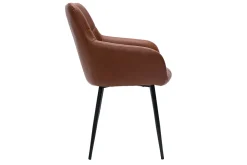 Miliboo Chaise Design-Chaises matelassées marron et métal noir (lot de 2) MONTERO