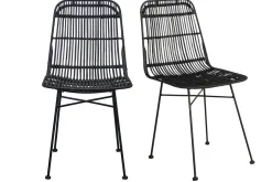 Miliboo Chaise Design-Chaises noires en rotin et métal (lot de 2) MALACCA
