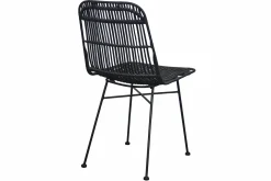 Miliboo Chaise Design-Chaises noires en rotin et métal (lot de 2) MALACCA