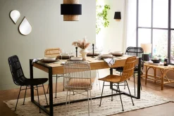 Miliboo Chaise Design-Chaises noires en rotin et métal (lot de 2) MALACCA