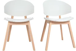 Miliboo Chaise Design-Chaises scandinaves blanc et bois clair (lot de 2) BLOEM