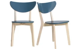 Miliboo Chaise Design|Chaise En Bois-Chaises scandinaves bleu et bois clair (lot de 2) LEENA