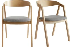 Miliboo Chaise Design|Chaise En Bois-Chaises scandinaves empilables en bois clair chêne et tissu gris (lot de 2) LOVA