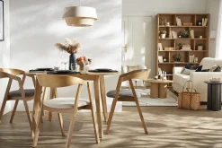 Miliboo Chaise Design|Chaise En Bois-Chaises scandinaves empilables en bois clair chêne et tissu gris (lot de 2) LOVA