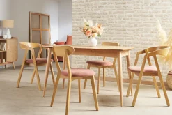 Miliboo Chaise Design|Chaise En Bois-Chaises scandinaves empilables en bois clair chêne et tissu effet velours terracotta (lot de 2) LOVA